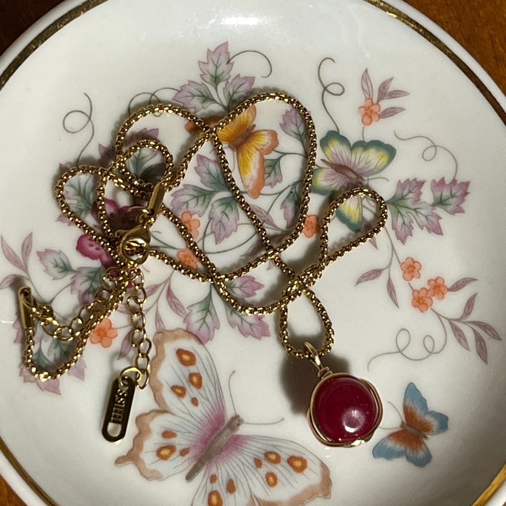 Natural Ruby Pendant Wire Wrapped Gold Necklace O… - image 5